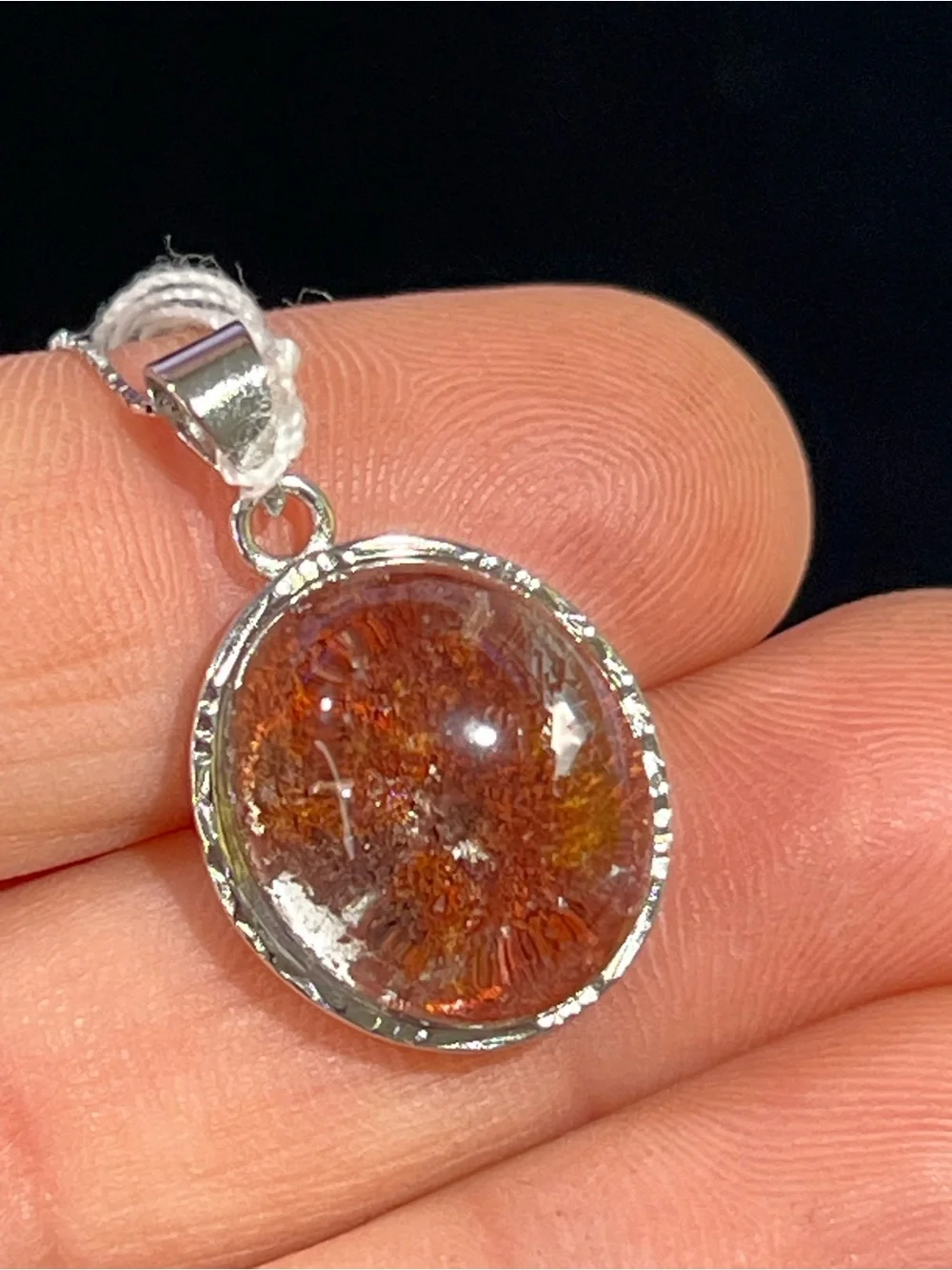 Garden quartz Round Pendant Necklace - Orange
